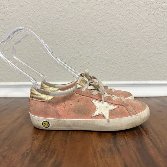 GOLDEN GOOSE Superstar Kids Low Top Sneakers in Peach / Gold Heel Tab - Picture 1 of 10